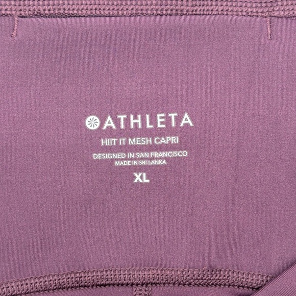 Athleta HIIT It Mesh Capri Leggings XL Plum Purple Orange Athletic - Picture 3 of 9